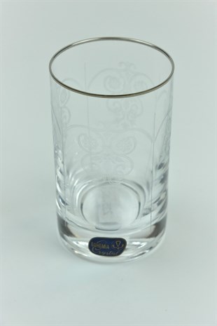 Bohemia Su Bardağı Kristal Desenli Renksiz-Gümüş Ağızlı 6'Lı Tk